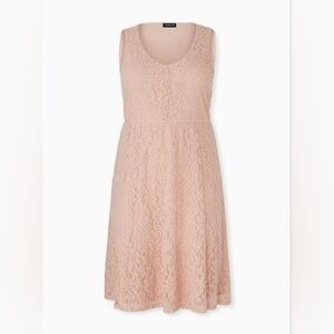 Torrid Pale Blush Pink Lace Sleeveless Midi Dress Women's Plus Size 1X